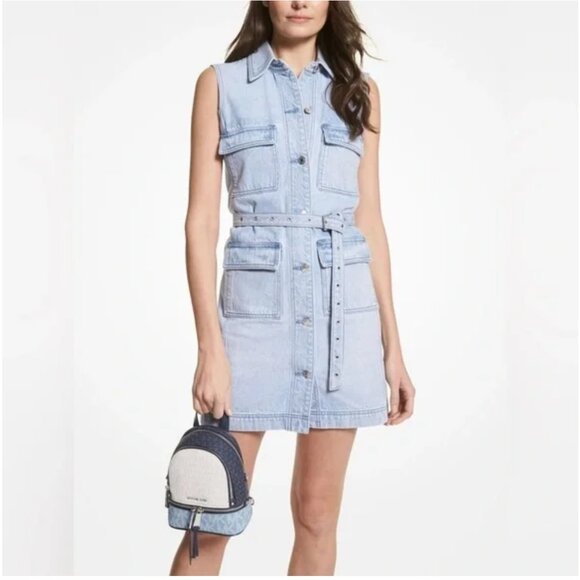 Michael Kors Rhea Mini Color-Block Logo Chambry/Navy Backpack - Picture 4 of 15